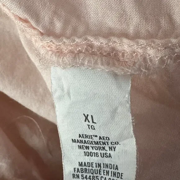 Aerie X-Large Maxi Dress V-Neck Lined Adjustable Spaghetti Straps Textured Pink - Picture 10 of 11